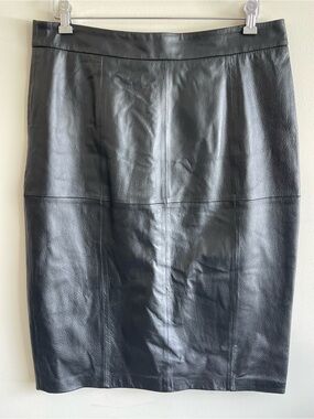 Hal Rubinstein Black Leather Paneled Pencil Skirt